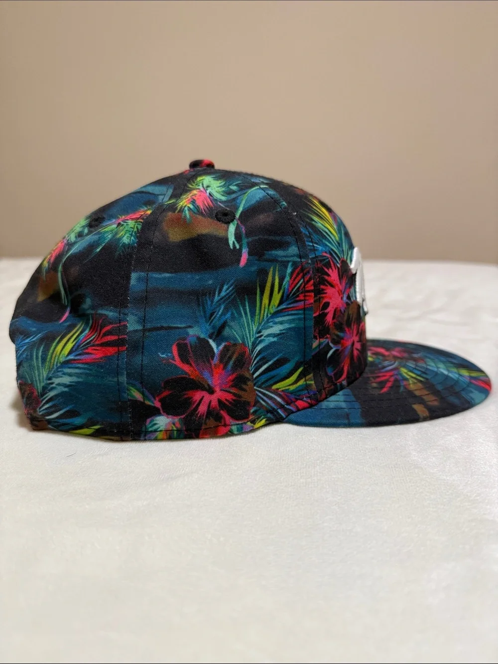 Miami Heat NBA Tropical Floral Snapback Hat - Black with Pink & Blue Accents
